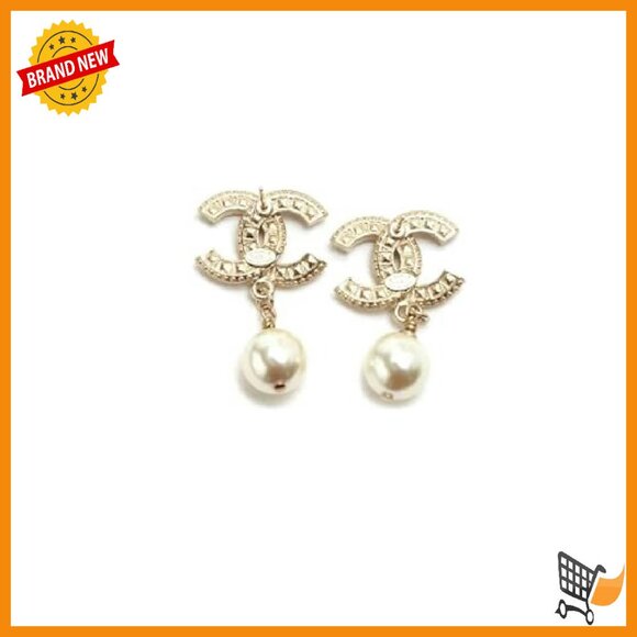 Gold-Tone Crystal Rhinestone Pearl Drop Dangle Earrings 1.5 Inches - Picture 3 of 6